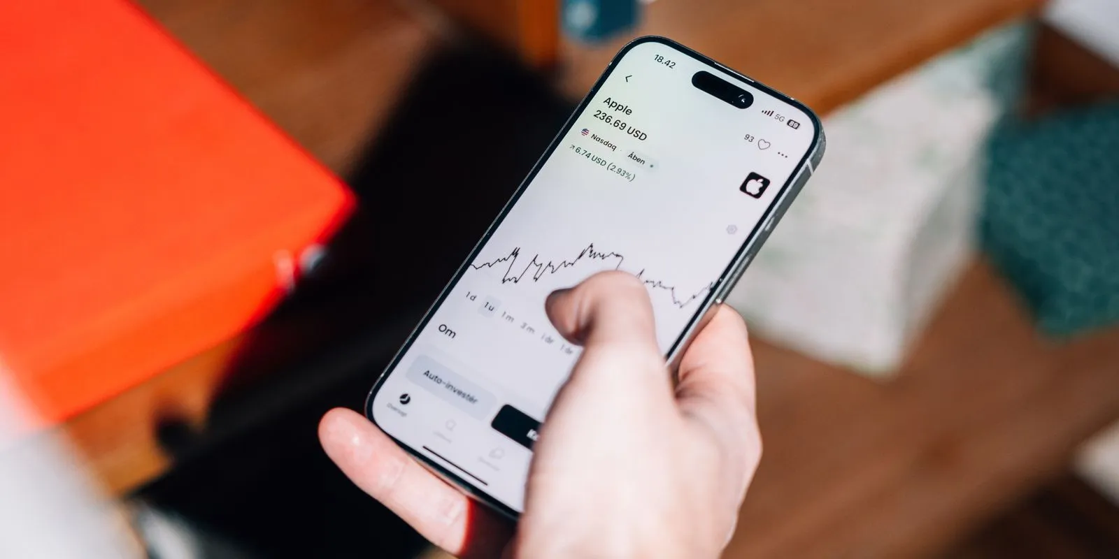 Apple-aktien vist i appen